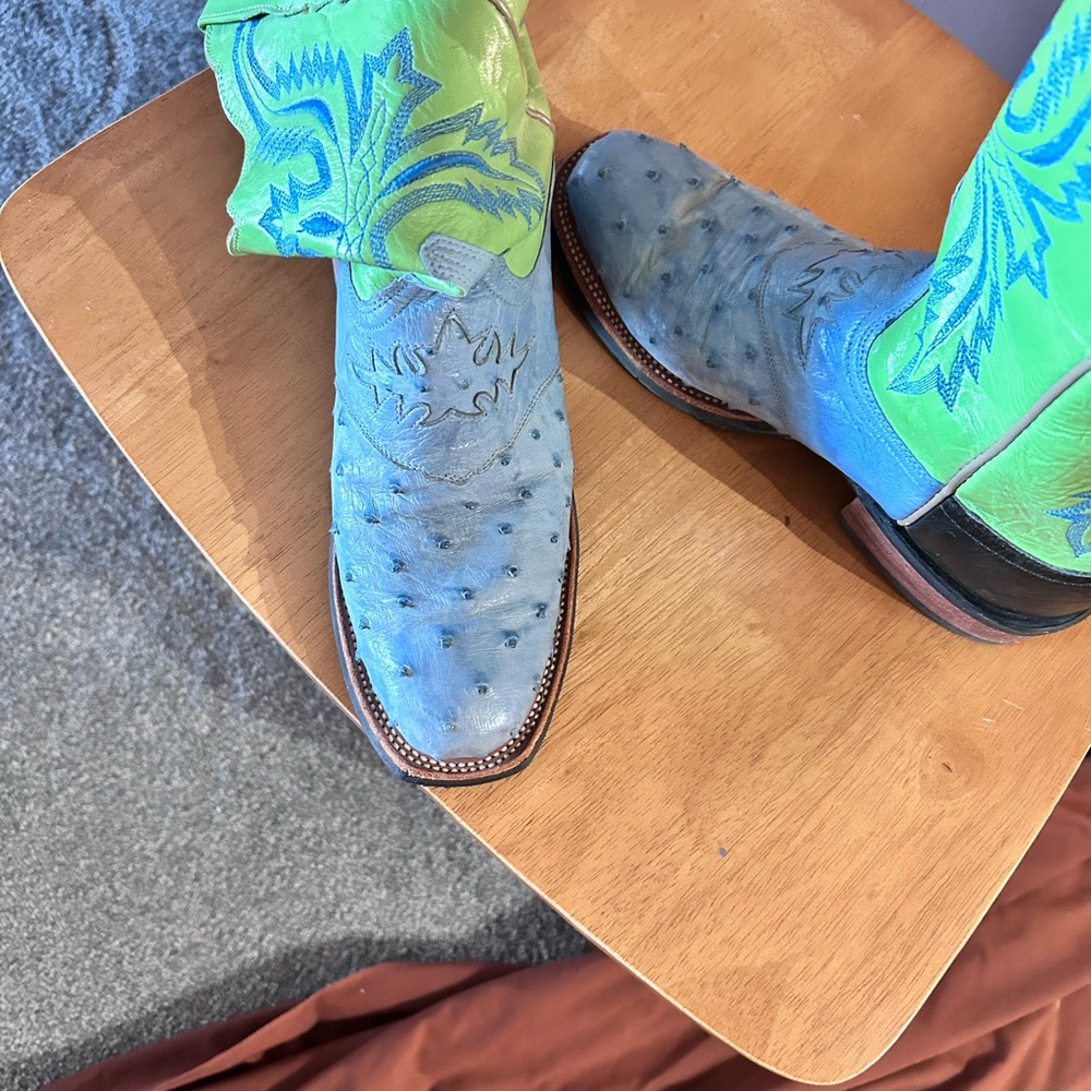 Lucchese Blue and Green Heeled Boots